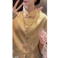 两世欢 2026春李新款新中式缎面提化感外套+阔腿裤裤子套装女