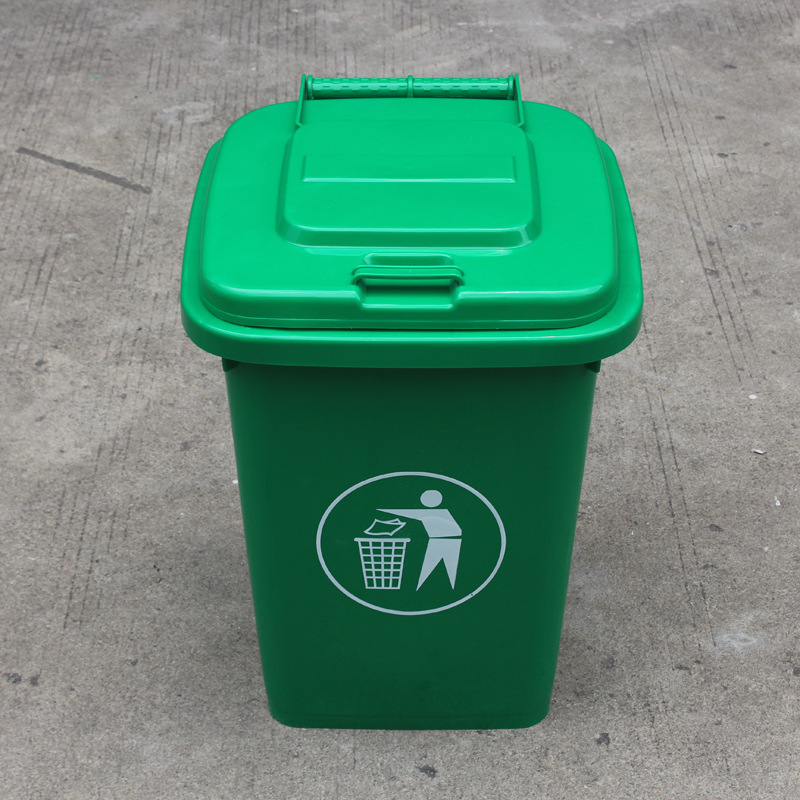 广东揭阳厂家直供塑料环卫桶 街道户外50L塑料分类垃圾桶翻盖桶