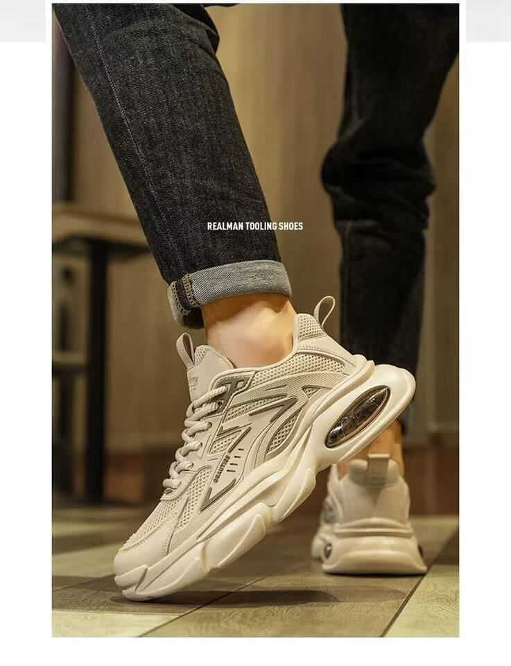Giày sneaker nam đế dày màu trơn, giày thể thao thường ngày đế khí êm chân, buộc dây — G1001 màu kaki, G1001 màu be, G1001 màu đen chi tiết 13