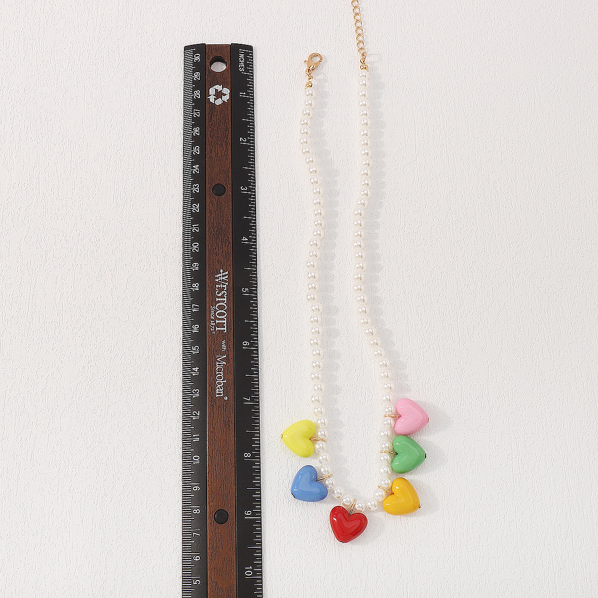 All Seasons Season Cute Heart Shape Imitation Pearl Alloy Resin Beaded Chain Beaded Necklaces Wholesale