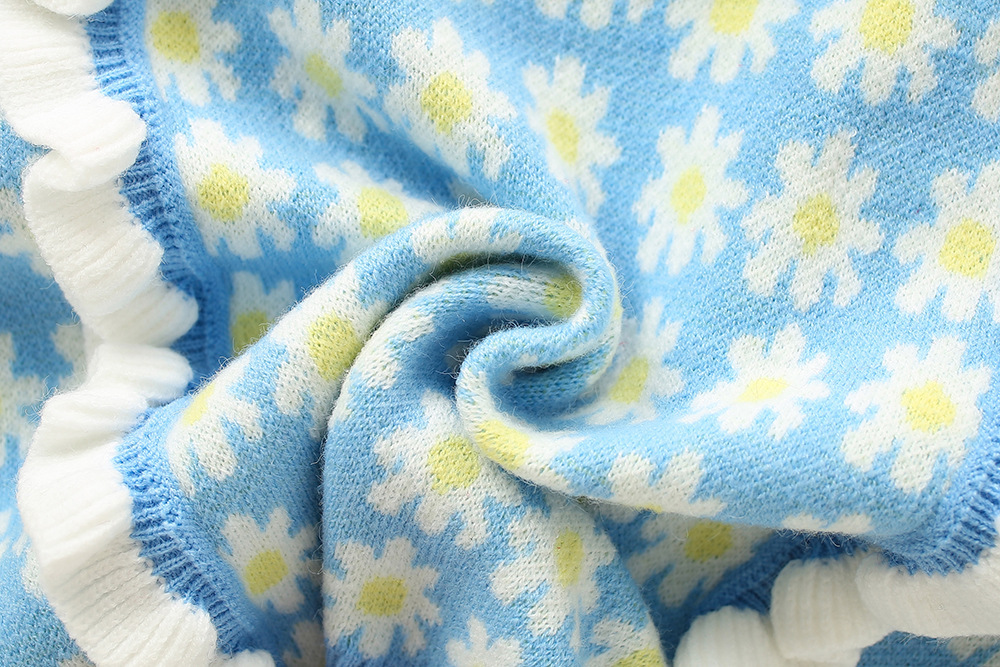 Girls' Sweater Set 2023 Autumn/Winter New Western Korean Edition Women's Treasure Flower Ear Edge Long sleeved_voghion.com