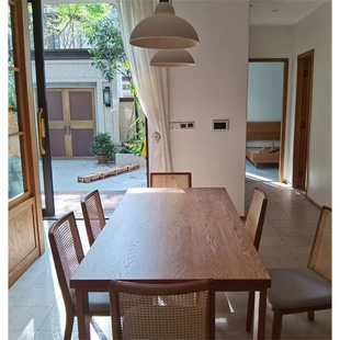 Dining Table Log Table Solid Wood Workbench Household Desk Ash Wood Dining Table and Chair Combination