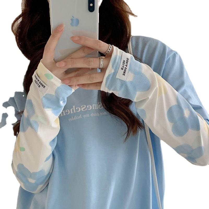 (2개) 느슨한 태양 보호 아이스 슬리브 여성의 귀여운 얇은 여름 야외 UV 보호 승마 외장 보호 팔 슬리브