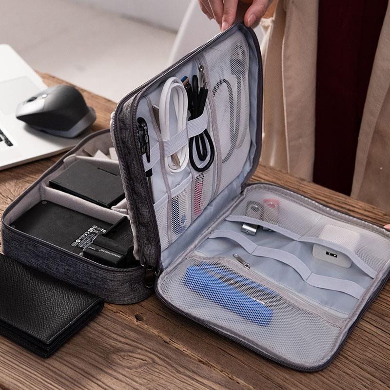 New Three Layer Digital Multi functional Data Cable Mobile Power Earphone Storage Bag_voghion.com