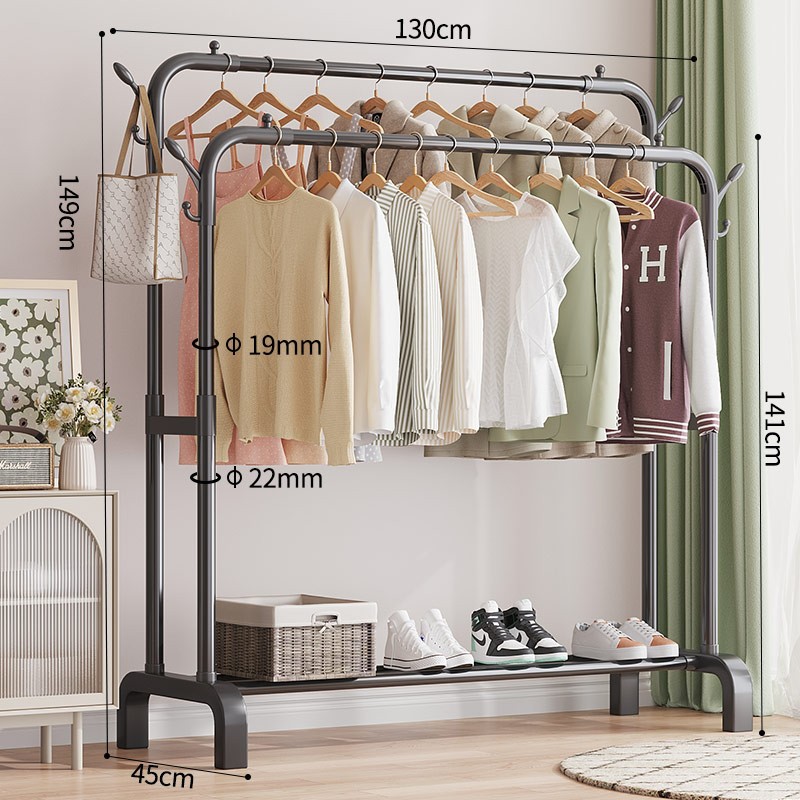 블랙 더블 폴 130cm [두꺼워진 강관 업그레이드]