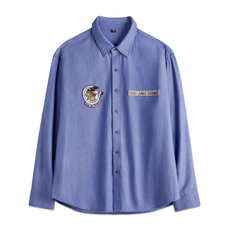 Blue cotton thin shirt