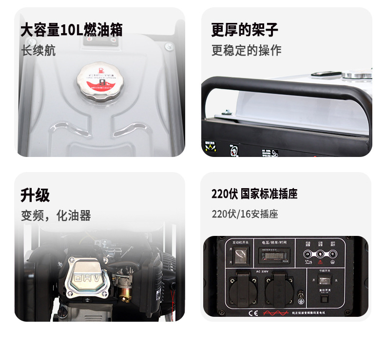 Open-Frame Inverter Gasoline Generator, Dual-Purpose Welding Machine, 220V Small Portable Outdoor Generator for Construction Sites