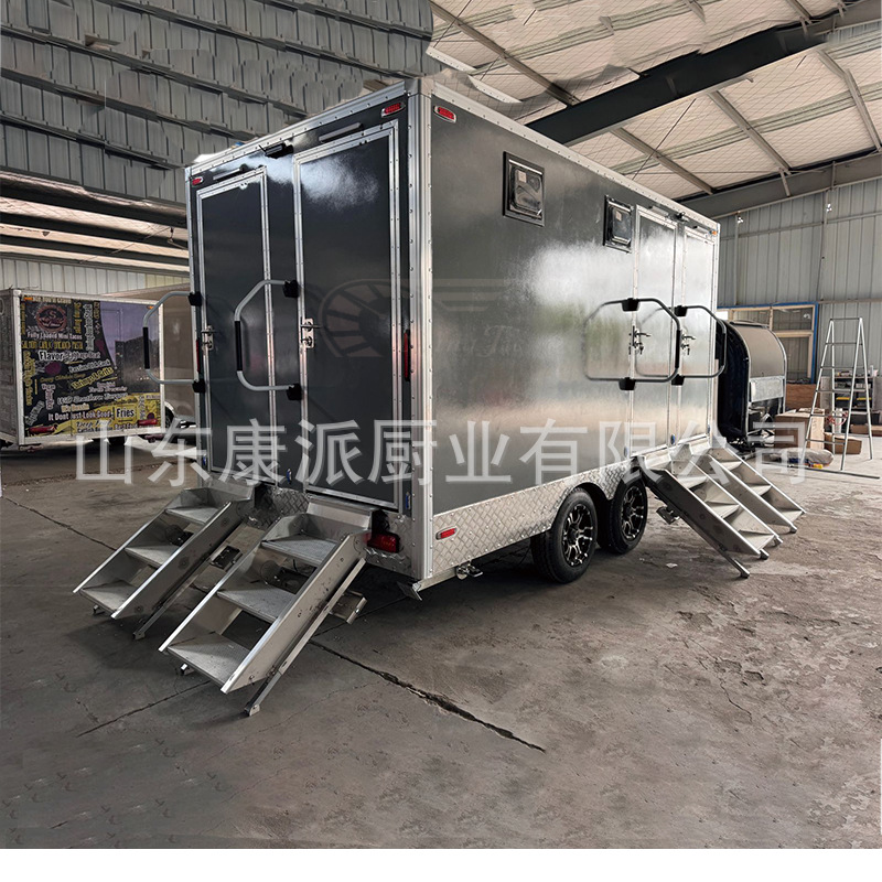 户外临时移动卫生间双蹲位水冲移动厕所马拉松徒步临用