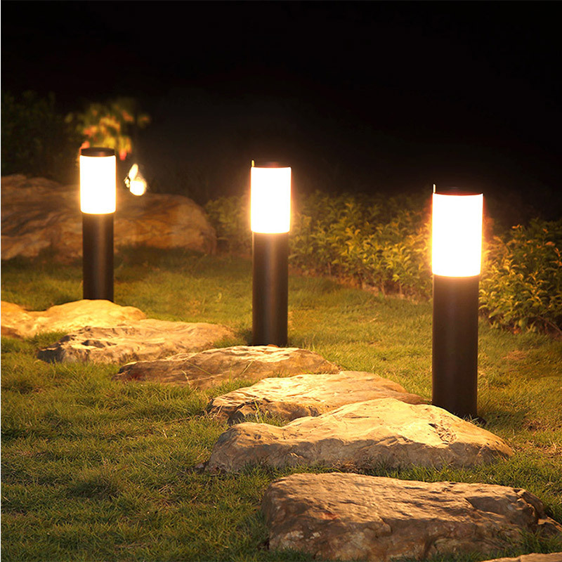 Transfronterizo solar lámpara de jardín al aire libre cilíndrico largo tubo en forma de lámpara de iluminación jardín impermeable lámpara de tierra LED lámpara de césped
