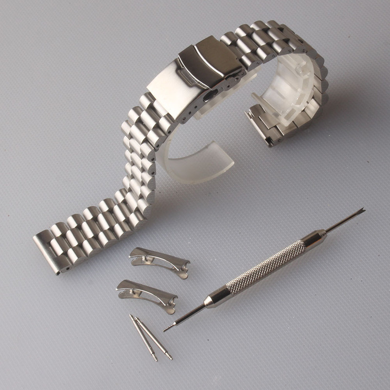 Skx007 009 Wuniu Stainless Steel Watch Strap 20 22mm Diving Three-Bead Safety Buckle Strap Stainless Steel Watch Chain