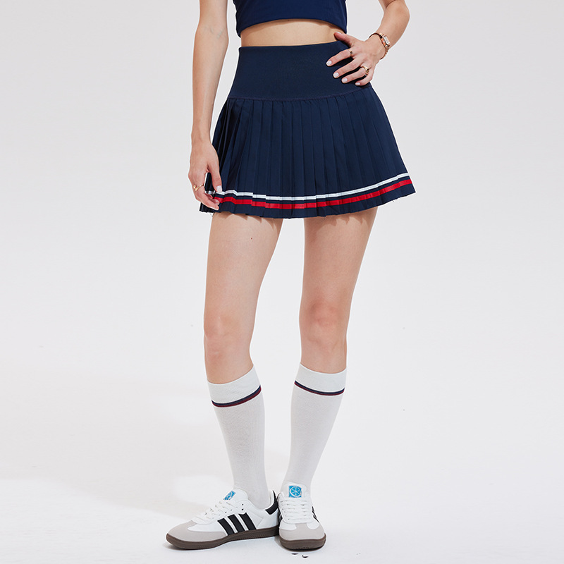 Cross-border desnudos tenis trajes deportivos de mujer delgados mangas cortas polo camisa de entrenamiento de bádminton vestido corto verano