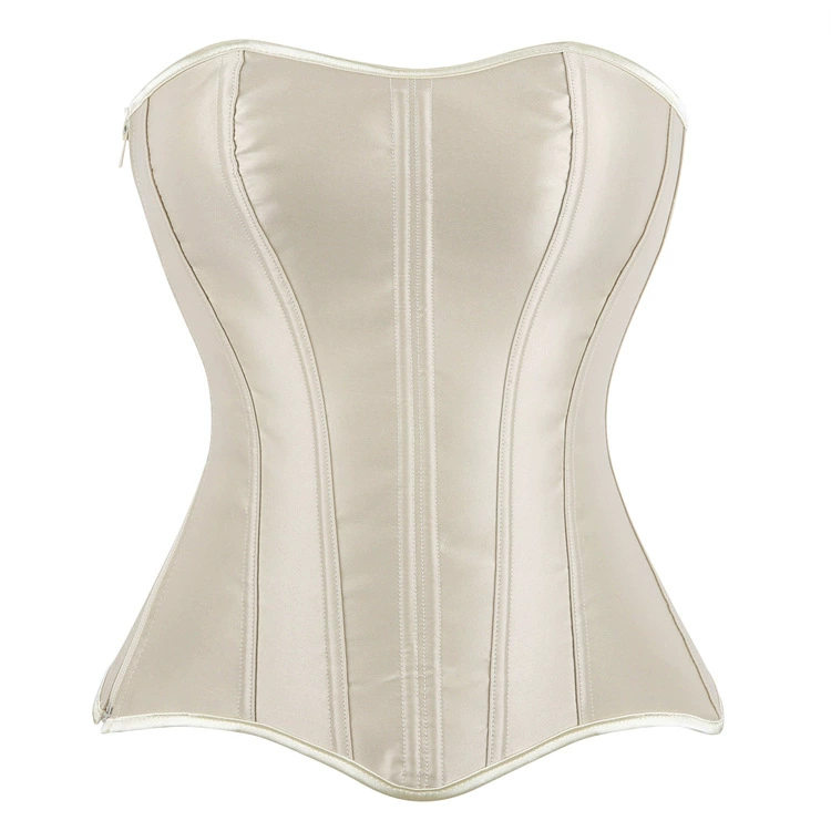 Full-Body Corset Zipper Waist Trainer, Women's Shaping Brace, Black/White, XXS–XXL