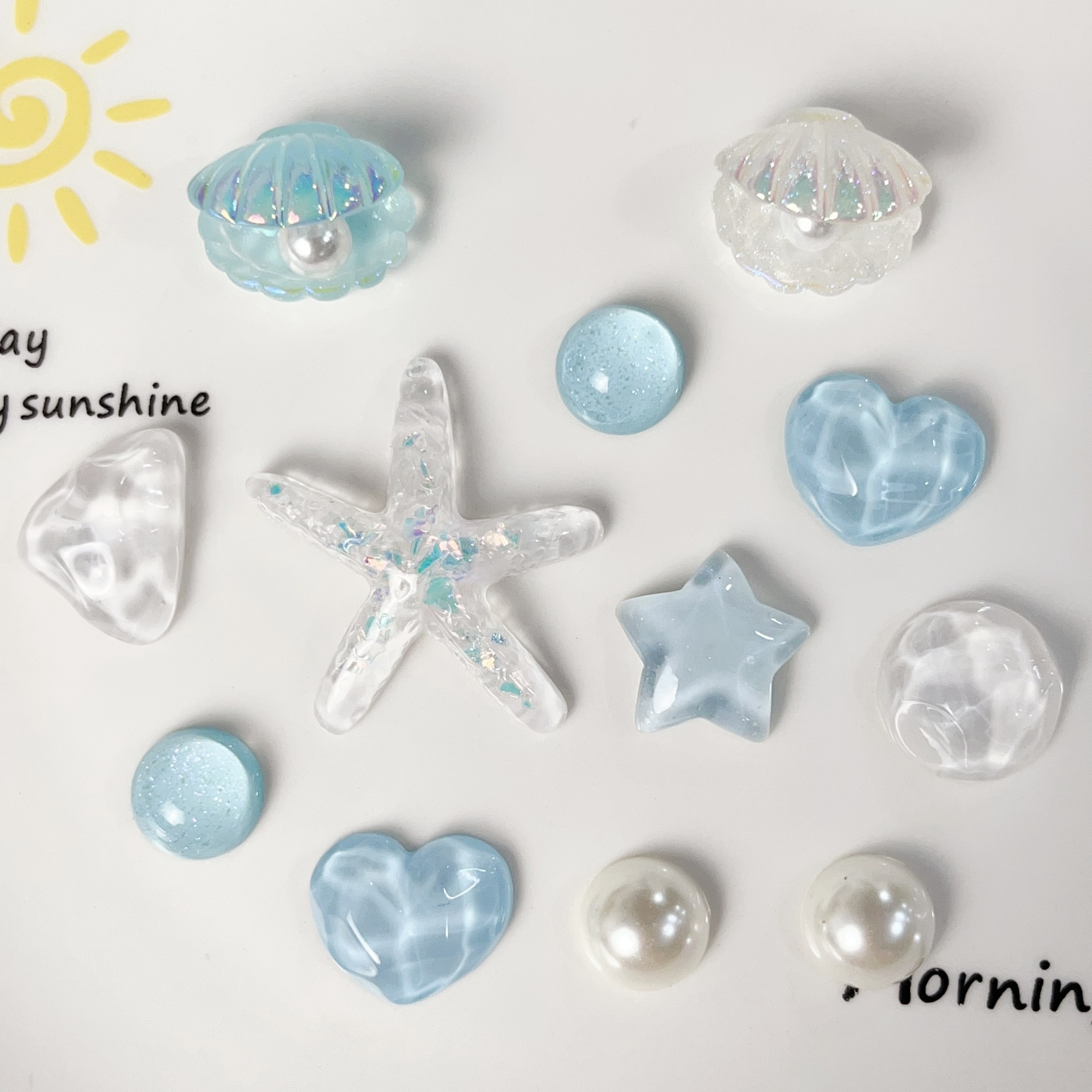 Hot Selling Heart Starfish Shell Resin Accessories DIY Hole Shoes Mobile Phone Case Hair Accessories Hairpin Material Wholesale