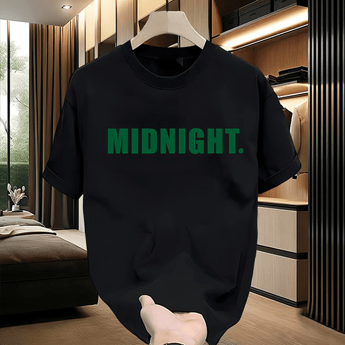 【High-Quality Men's Apparel】Men's Trendy Personality Printed Short-Sleeve T-Shirt Summer Pure Cotton Korean Style Versatile Round Neck Top