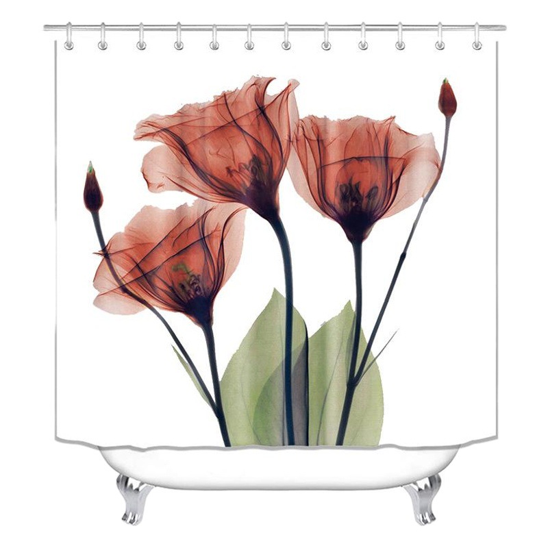 Amazon Venta caliente Impresión digital impermeable poliéster simple flor serie ducha cortina hogar Baño ducha cortina fábrica suministro directo