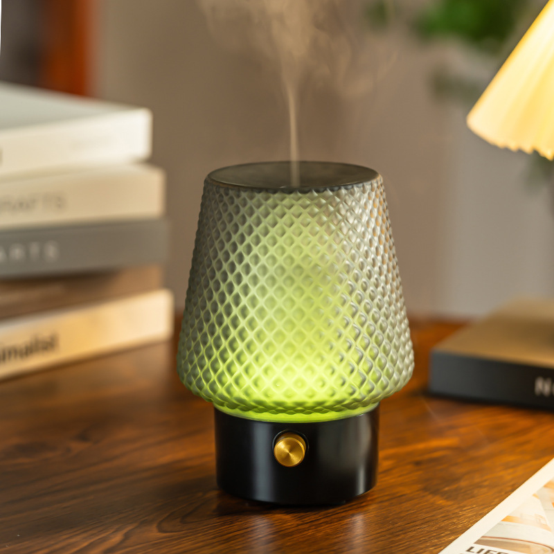 跨境热销holdmay玻璃香薰机usb七彩夜灯香氛机桌面精油专用加湿器