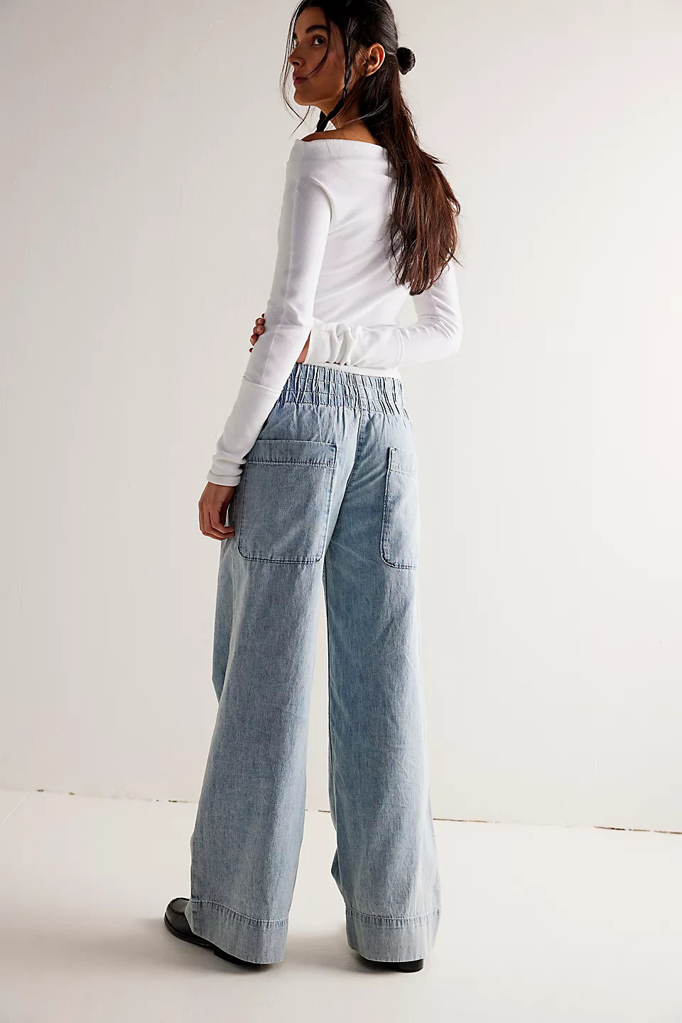SC European And American Women's Fashion Stylish Low-waist Non-stretch Denim Pants, Trendy Loose Slimming Elastic Waist_ecoleips.com