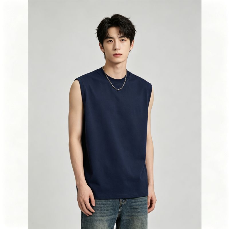 Heavyweight 260g Mamba Cotton Fabric Round Neck Sleeveless Vest T-Shirt for Men and Women, Summer Loose Casual Sports Top Trendy Heavyweight 260g Mamba Cotton Fabric Round Neck Sleeveless Vest T-Shirt for Men and Women, Summer Loose Casual Sports Top Trendy