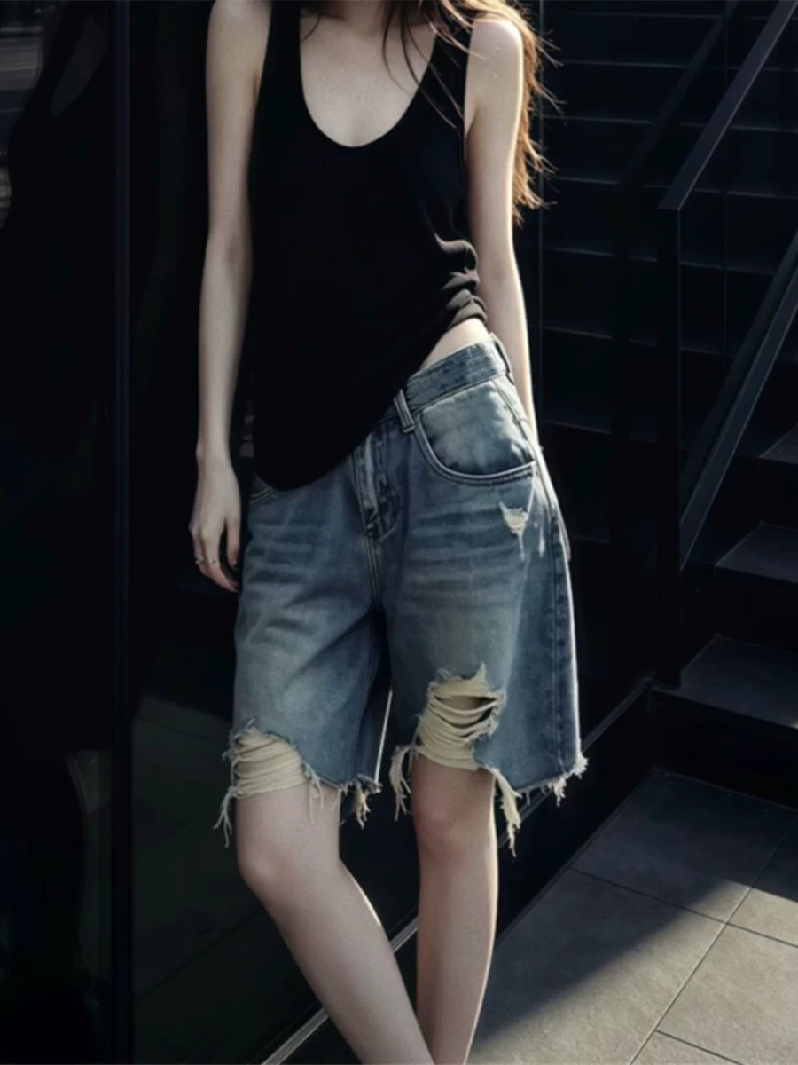 Blue denim skirt