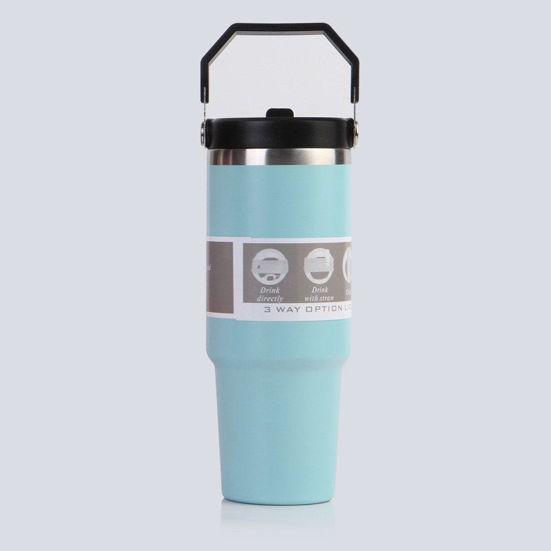Vaso térmico para coche 30oz acero inoxidable 304 con pajilla y doble tapa vaso de hielo