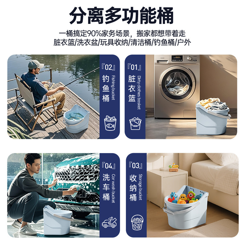 新しい分割折りたたみ回転モップバケツ家庭用怠惰なモップ木製タイルモップ自動脱水モップ|undefined