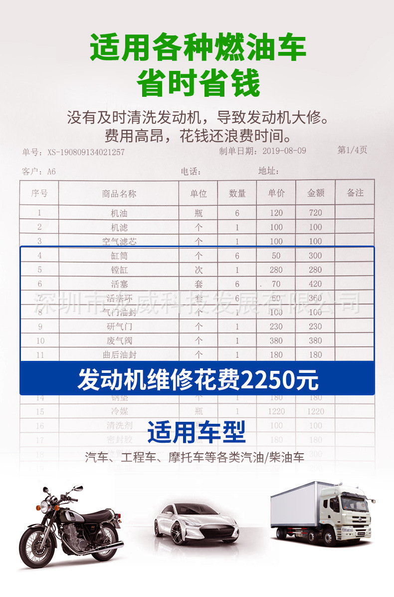 Chetai Engine Internal Cleaning Agent, No Disassembly Required, Removes Oil Sludge and Carbon Deposits, Engine Oil Additive for Turbocharged Engines