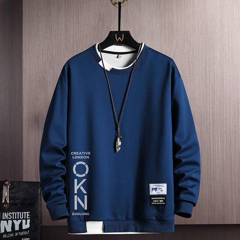 Primavera y otoño nuevo suéter para hombre casual todo-fósforo joven guapo camiseta de manga larga cuello redondo para hombre