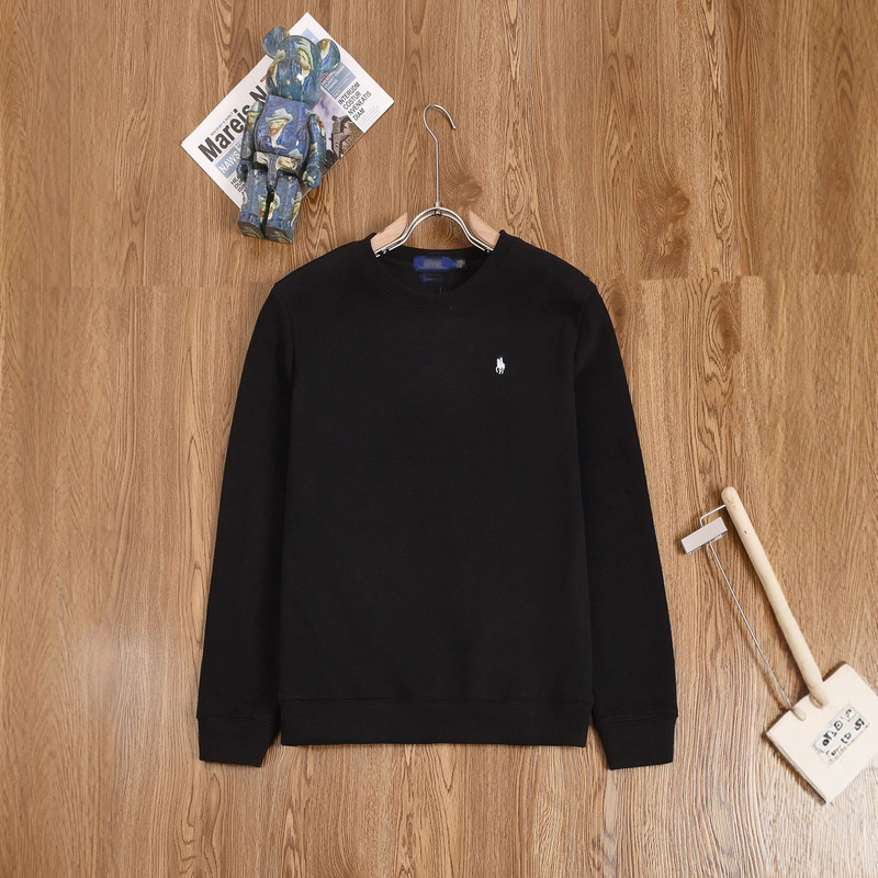 Cross-Border Men's Pony Polo Classic Round Neck Fleece Pullover Casual Sweatshirt Casual Embroidered Cotton Thermal Top