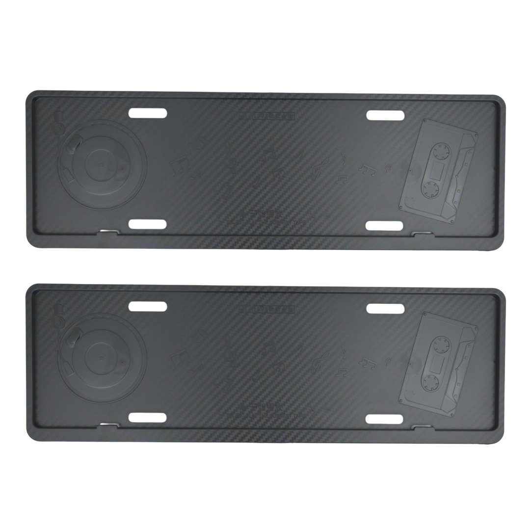 New energy plastic embossed license plate frame, music-themed carbon fiber pattern, green and blue license plate frame, car license plate holder
