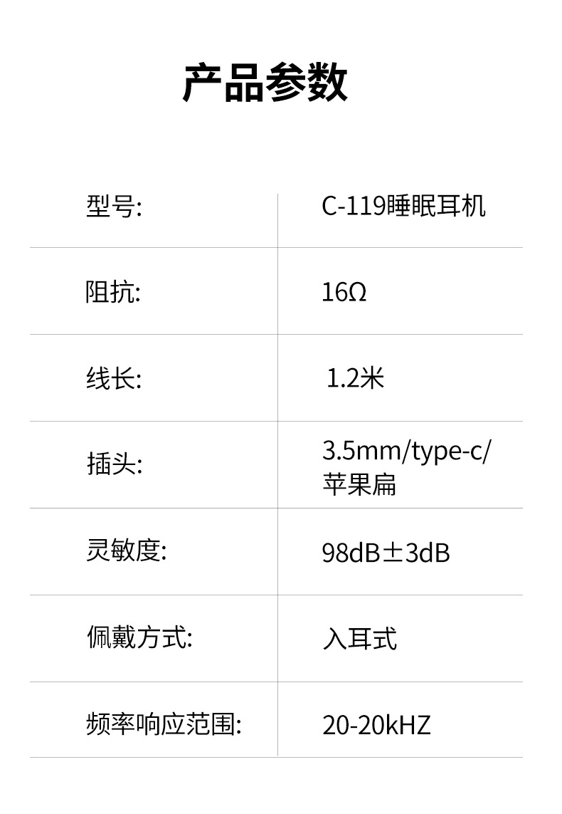 入耳式睡眠耳机有线睡觉降噪数字解码适用type-c苹果耳塞式耳机详情16