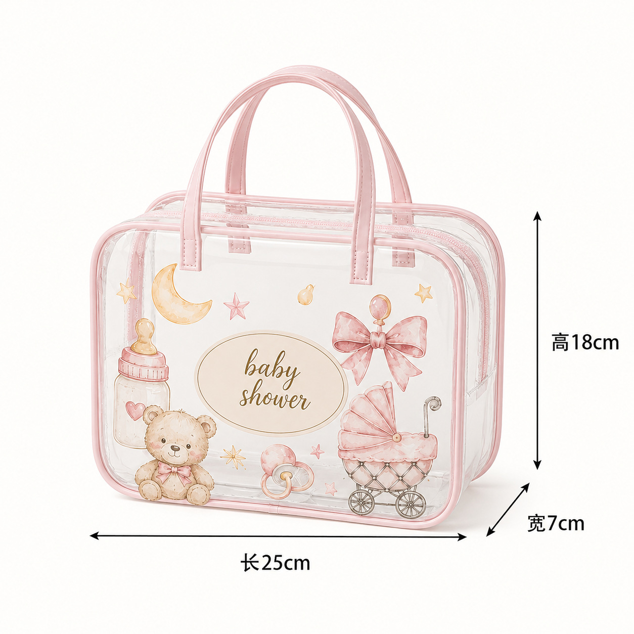 Bolsa de Aseo Transparente de PVC Impermeable con Cremallera para Viajes y Artículos de Tocador