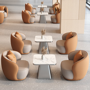 Modern Minimalist Sofa Hotel Lobby Negotiation Sofa Fitness Club Beauty Salon Rest Area Leather Single Sofa
