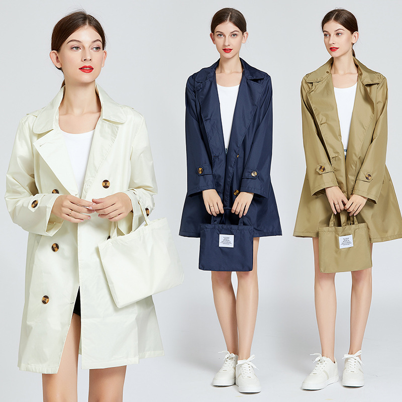 Taiwan's New European and American Fashionable Adult Women's Short Pure Color Outdoor Hiking Windbreaker Jacket Poncho Portable