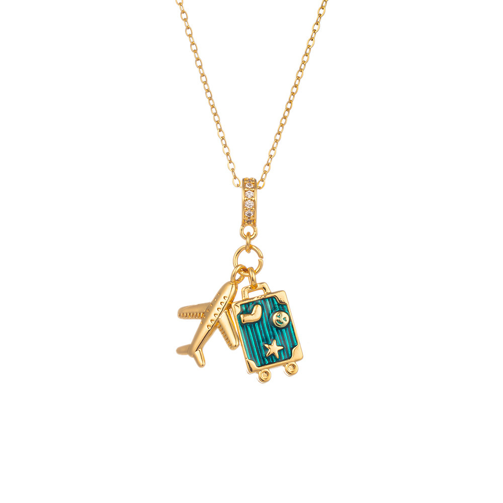 Titanium Steel, Copper Material Women's Gender Diamond Design Wholesale Jewelry Simple Style Commute Titanium Steel Copper Diamond Pendant Necklace