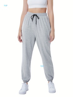 Women's Casual Loose Fit Sweatpants with Pockets Elastic Cross-Border