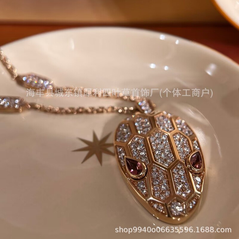 V Gold High Version Baojia Snake Head Necklace Trendy Fashion Full Diamond Clavicle Chain Electroplated Rose Gold White Golden Cnc Precision Work V Gold High Version Baojia Snake Head Necklace Trendy Fashion Full Diamond Clavicle Chain Electroplated Rose Gold White Golden Cnc Precision Work