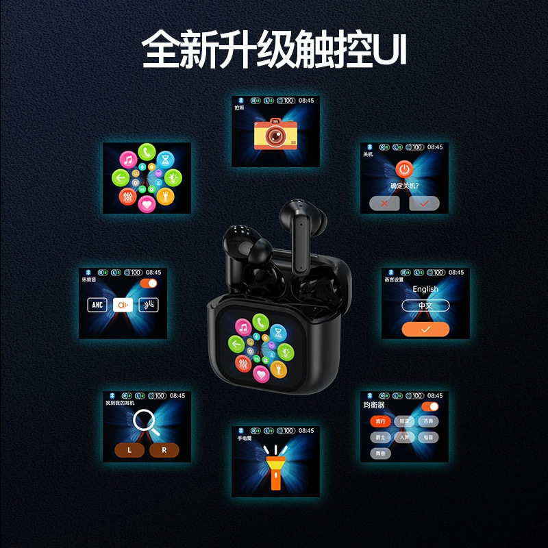 新型LED翻訳bluetoothイヤホン新型ワイヤレスカラータッチ表示画面ANCノイズ低減クロスボーダー卸売り|undefined