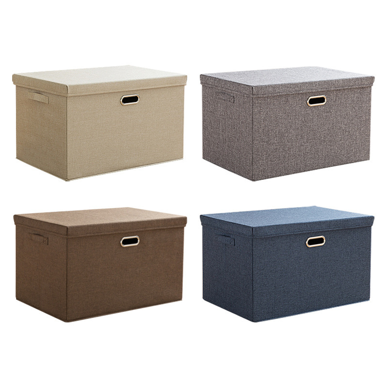 Cross-border Cotton and Linen Storage Box Home Fabric Toy Storage Box Clothes Storage Basket Collating Box Folding Storage Box