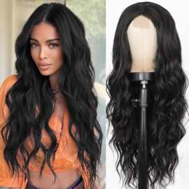 欧美跨境前蕾丝女士中分钢琴色长卷 大波浪化纤头套 curls wigs