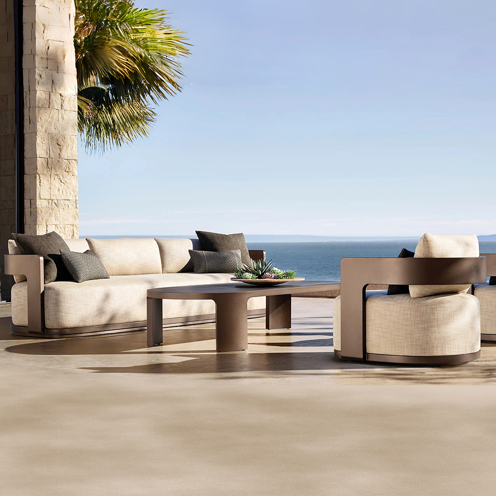 Sofá de teca al aire libre patio villa hotel jardín al aire libre madera maciza impermeable solar muebles de terraza image 3