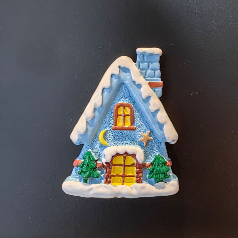 小红书同款圣诞花环红房子雪花立体冰箱贴磁铁氛围感装饰雪屋磁吸|undefined