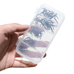 Lure Hook Set with 50 Black Three-Pronged Carbon Steel Hooks for Soft Baits, Wholesale Fishing Tackle