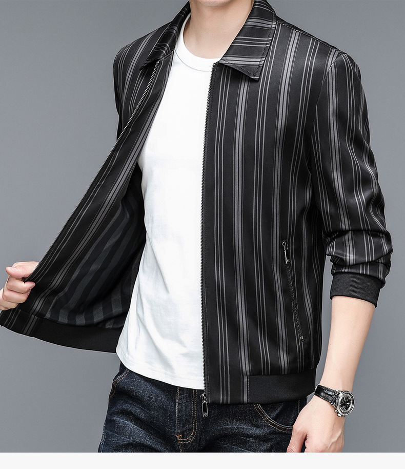 Men's Casual Lightweight Baseball Bomber Jacket With Lapel Collar_voghion.com