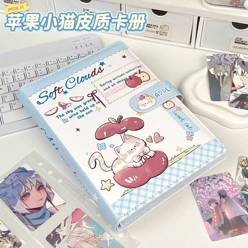 原创可爱小猫四宫格PU皮质活页卡册3寸拍立得爱豆追星收纳相册|undefined