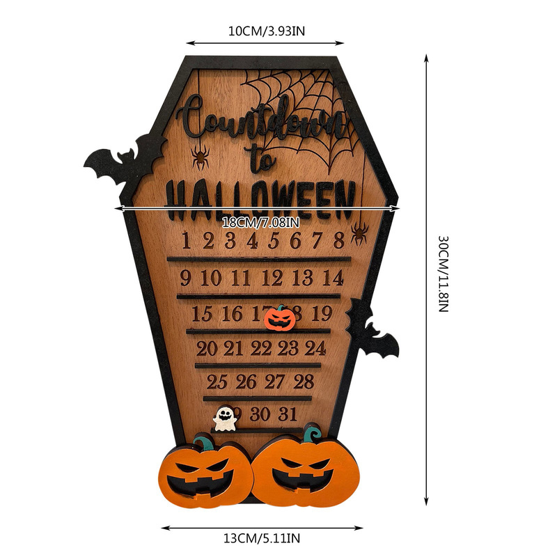 2023クロスボーダー独立駅木製ハロウィーン装飾置物ハロウィーンカウントダウンカボチャコウモリ木製装飾|undefined