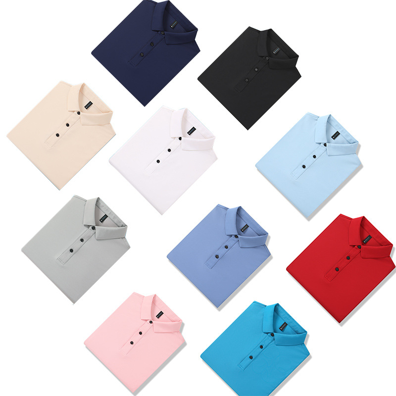 Camisa elástica de brocado de amoníaco cuello de secado rápido succión de sudor de verano ropa de trabajo de manga corta camisa polo personalizada