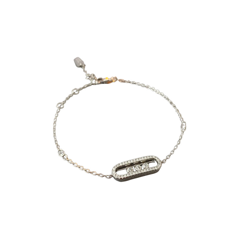 Zircon hueco deslizante collar elíptico ligero lujo frío viento delicado pulsera alta sensación de moda conjunto de joyería mujer