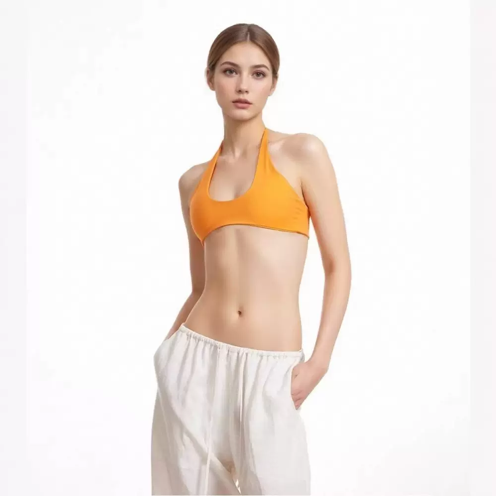 春夏新款系带挂脖美背内衣女文胸一体式薄款U领抹胸吊带背心露背