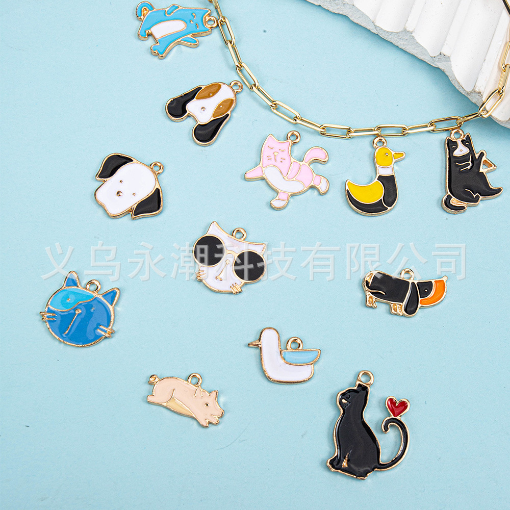 爆款卡通滴油小猫吊坠可爱diy动物猫咪小鸭动物挂件