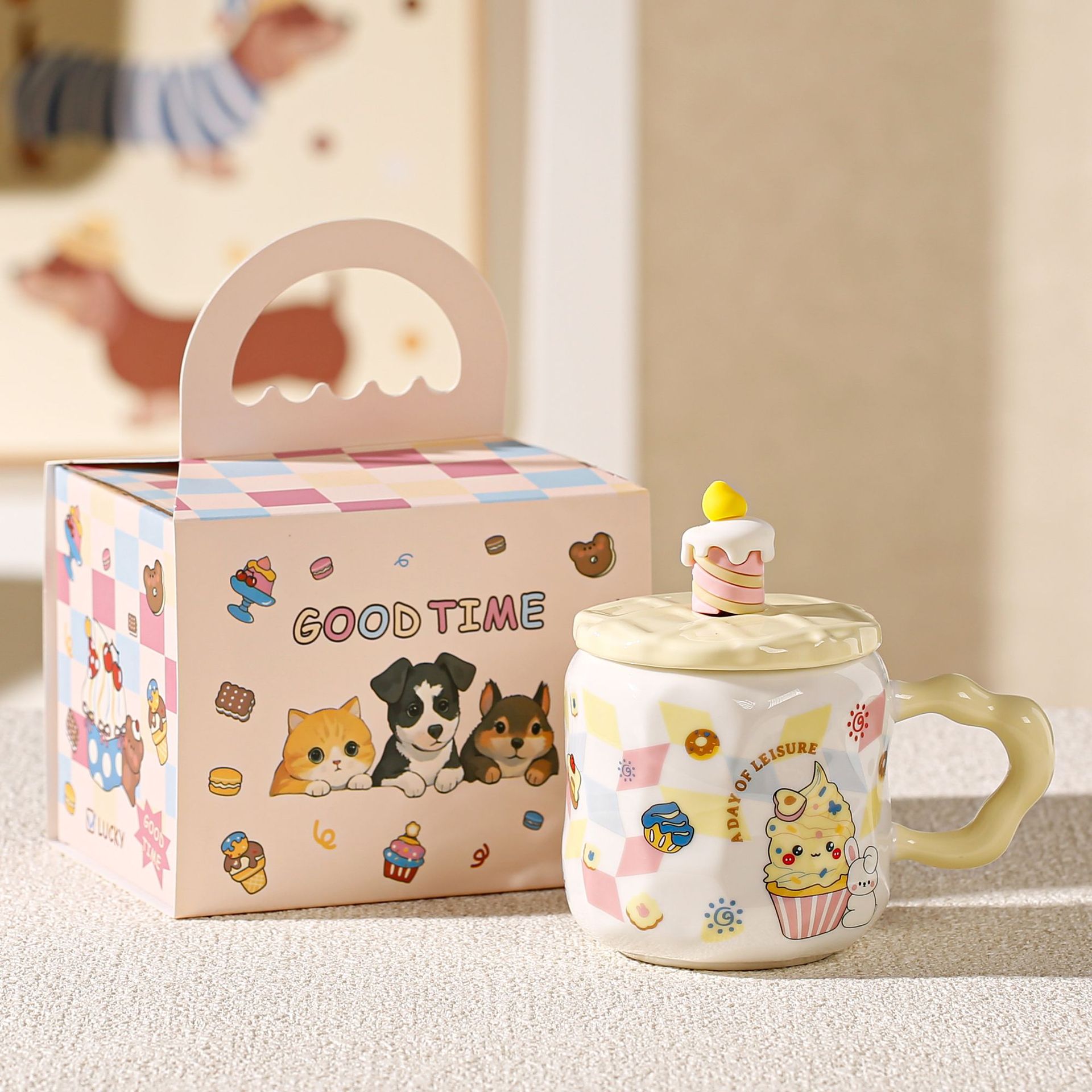 Taza de helado con diseño de perro salchicha, adorable taza de cerámica para beber, taza de café para oficina, con logo personalizado image 7